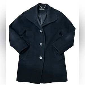 Ellen Tracy Black Wool Angora 3 Button Black Coat jacket
